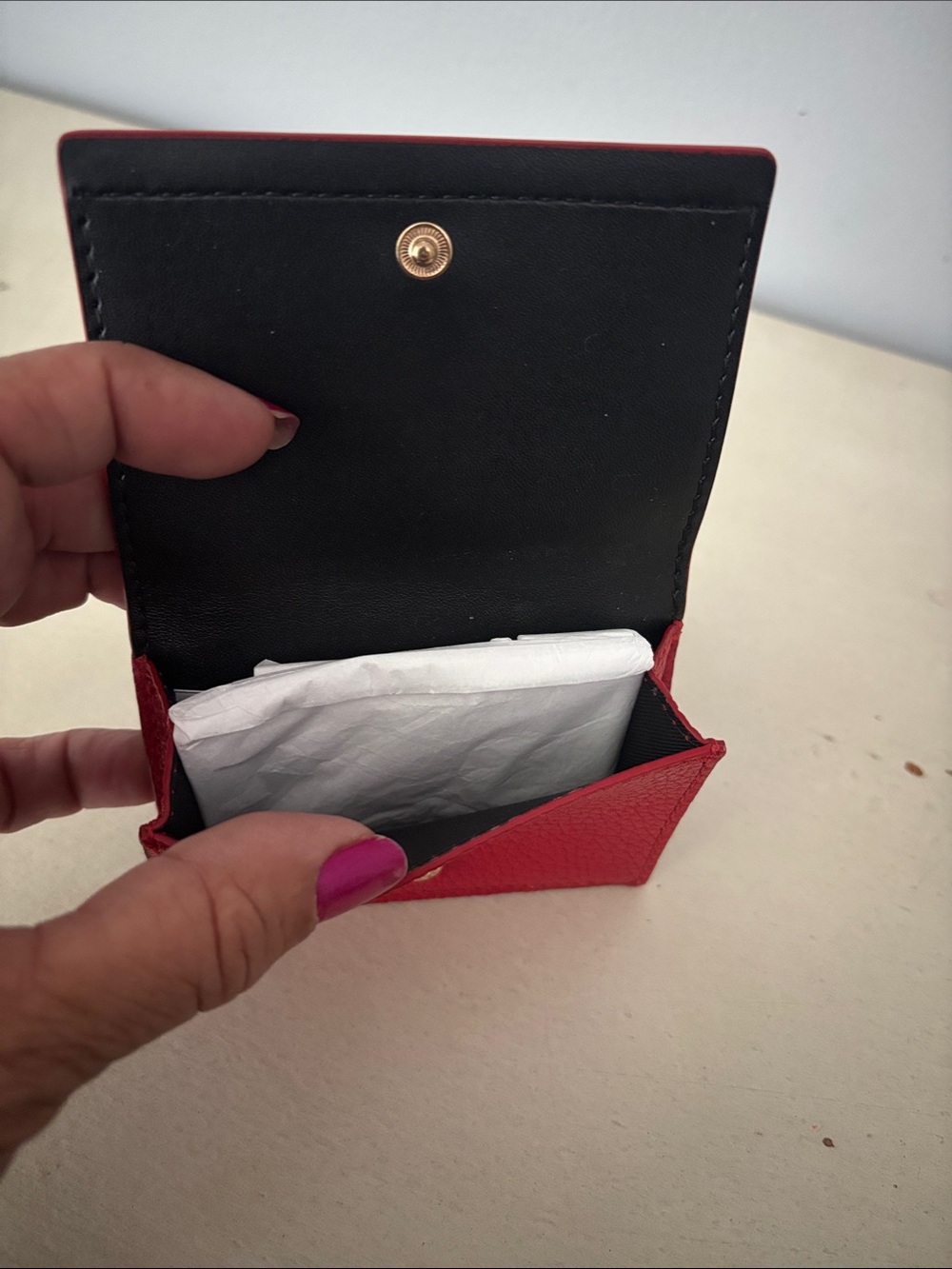 Marc Jacobs Red Pebbled Leather Card Holder Wallet - Picture 5 of 7